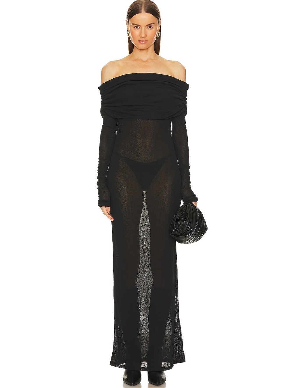 NWT Revolve Superdown Chantal Sheer Gown Maxi Black Medium